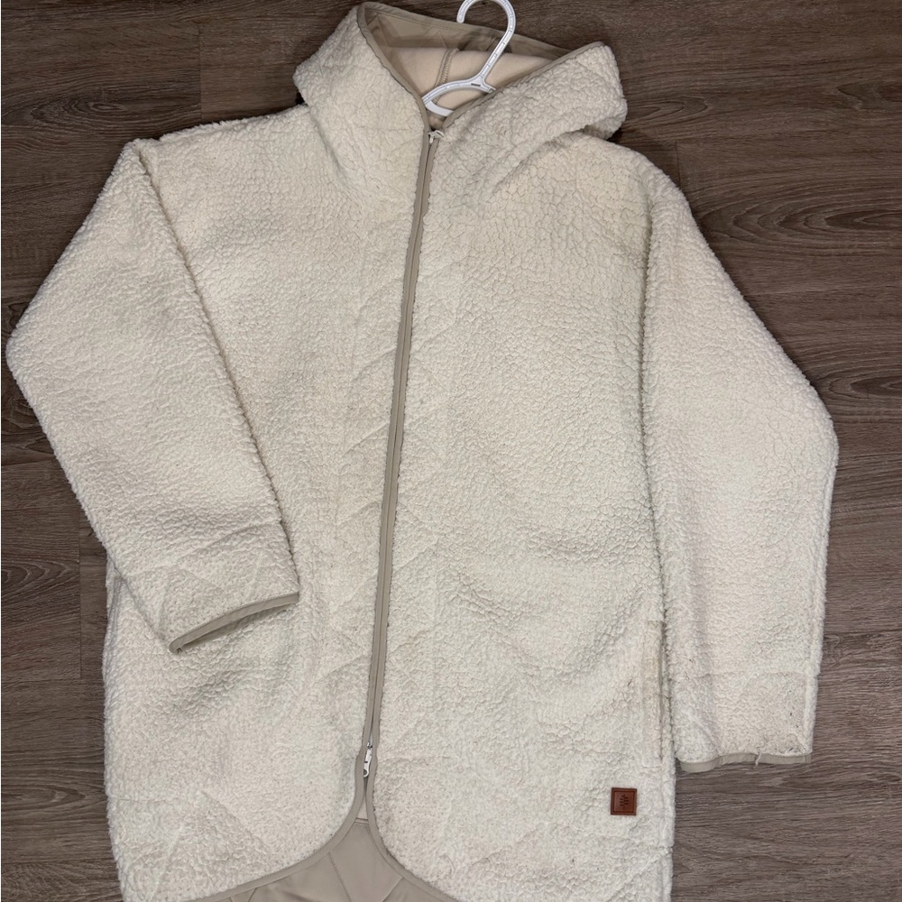 Royal Robbins Cream Sherpa Hooded Puffer Jacket
